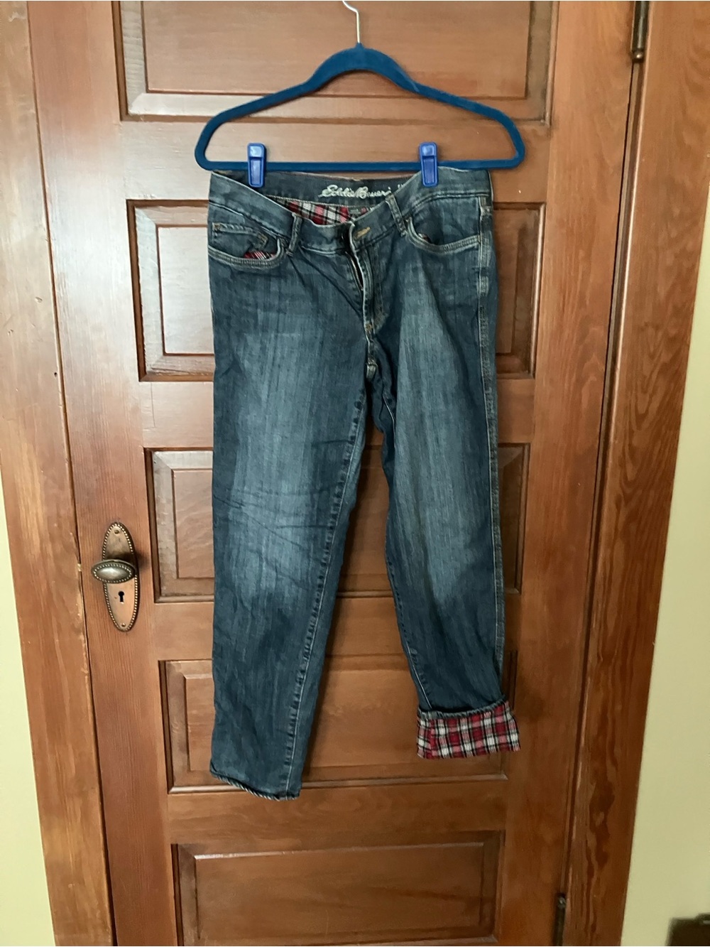 Eddie Bauer Lined Jeans with Plaid Cuff